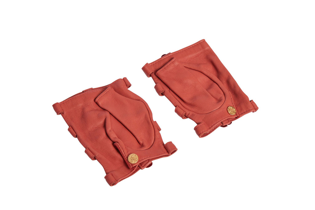 Chanel Rust Lamb Camellia Gloves