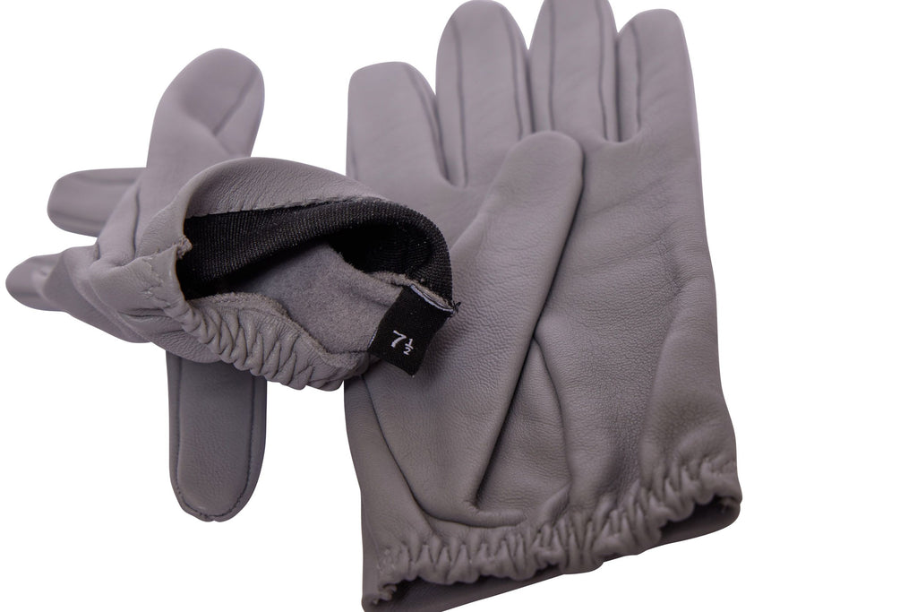 Chanel New Grey Leather Gloves