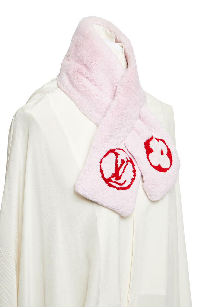 Vuitton Pink Rabbit Logo Scarf