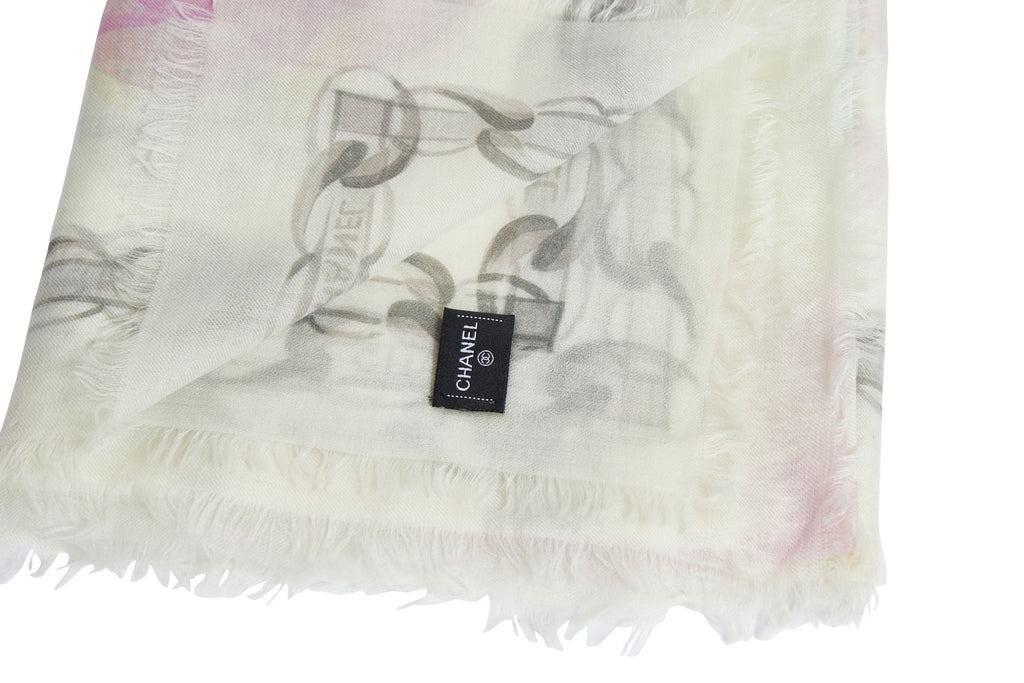 Chanel New White Camellia Cashmere Shawl
