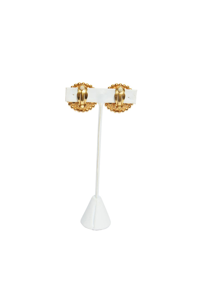 Chanel Gold Plated/Red Gripoix Earrings