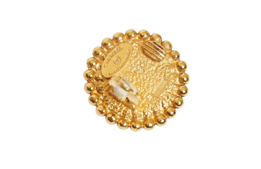 Chanel Gold Plated/Red Gripoix Earrings