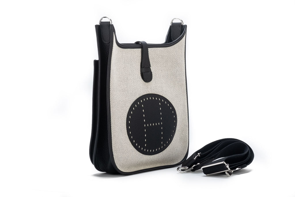 Hermès BNIB Black & Toile Evelyne PM