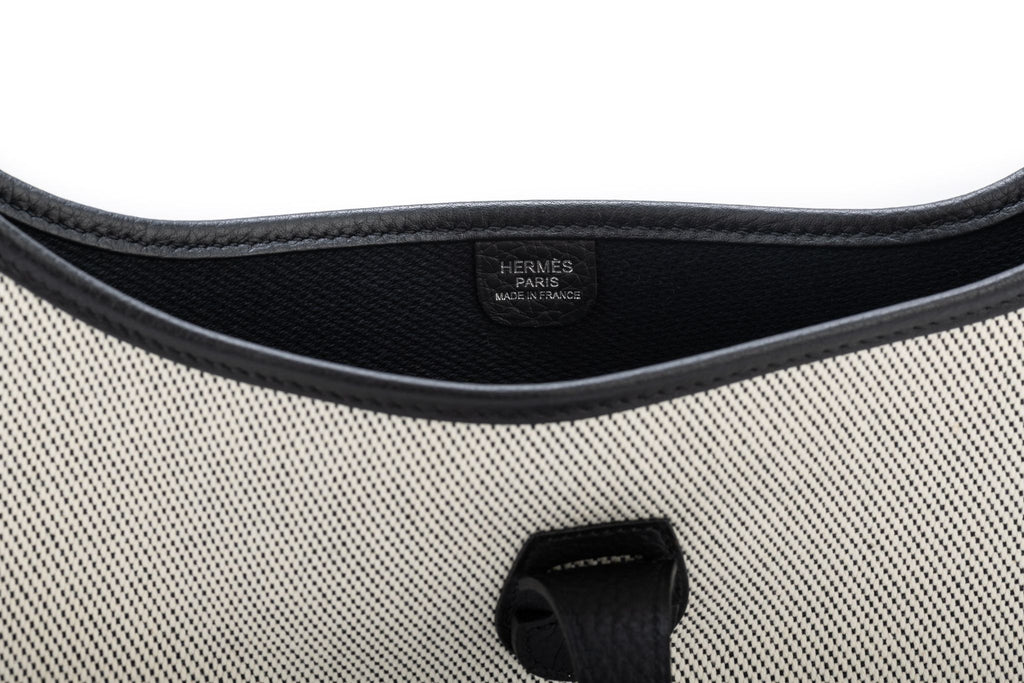 Hermès BNIB Black & Toile Evelyne PM