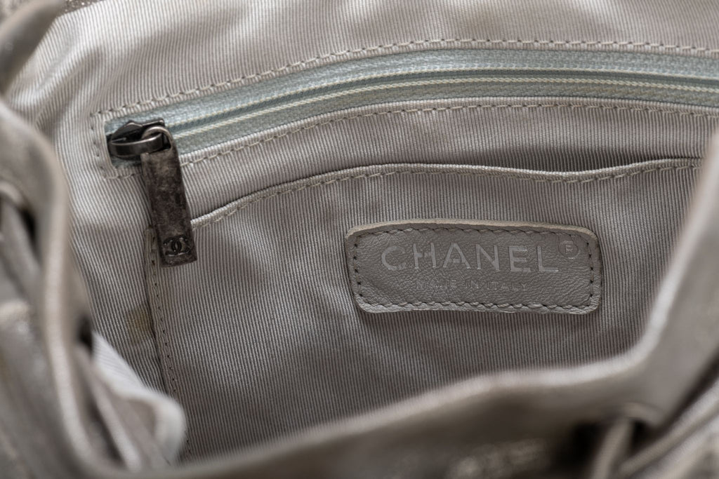 Chanel Silver Caviar Back Pack