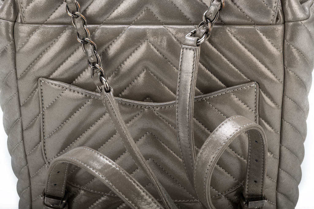 Chanel Silver Caviar Back Pack