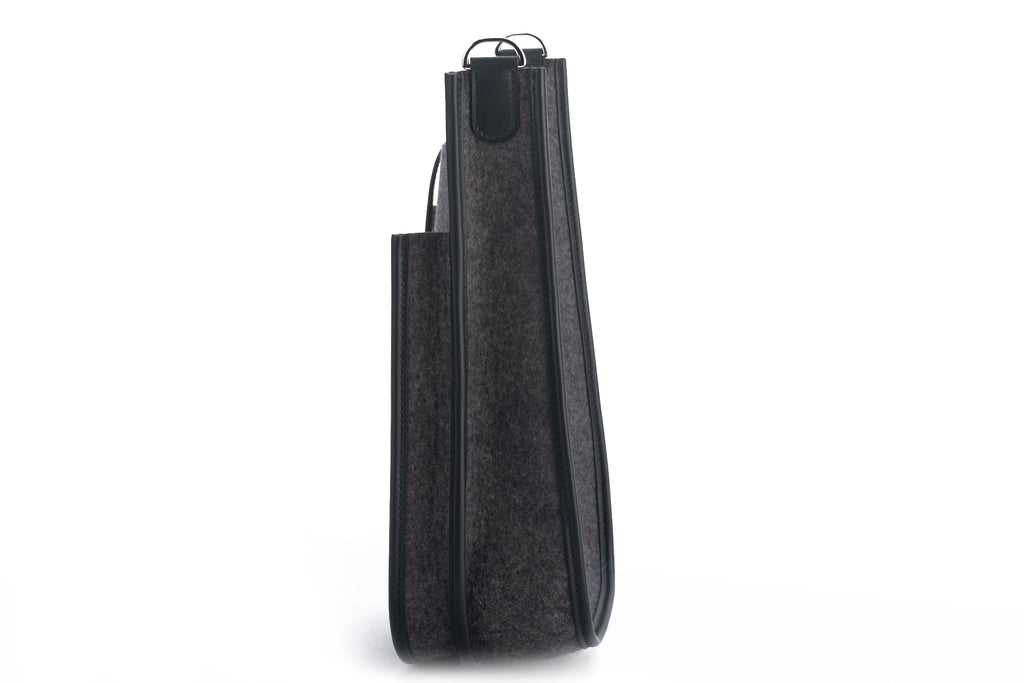 Hermes BNIB Grey/Black Felt Evelyne PM