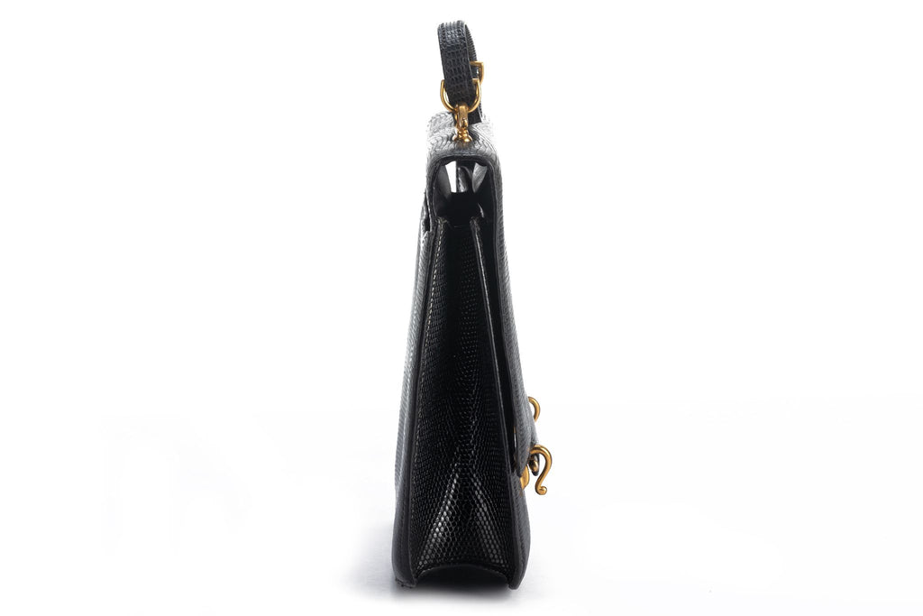 Hermes Black Lizard Vintage Shoulder Bag