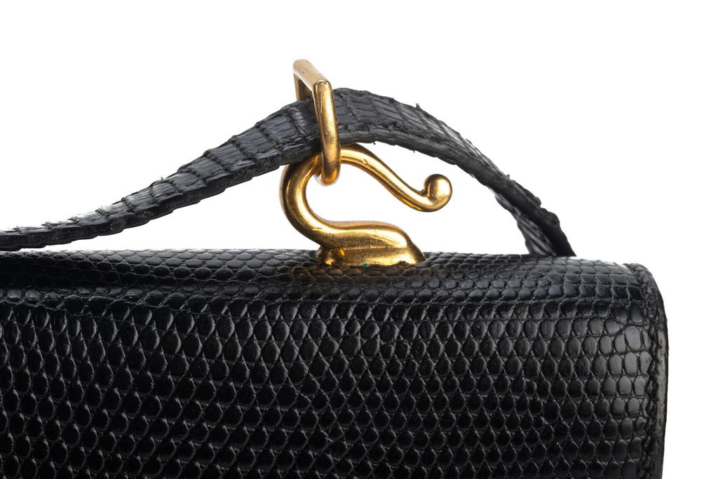 Hermes Black Lizard Vintage Shoulder Bag