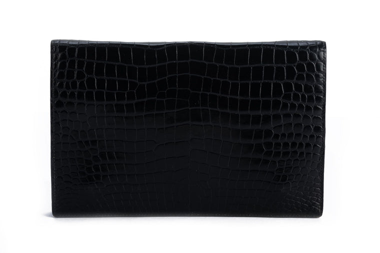 Hermes Vintage Black Crocodile Clutch