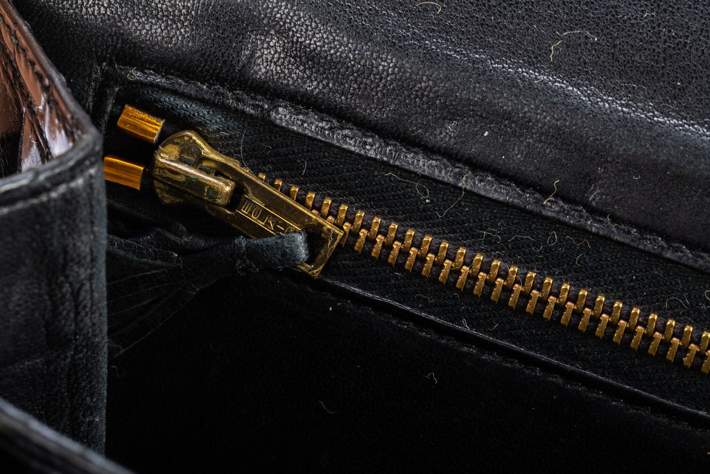 Hermes Vintage Black Crocodile Clutch