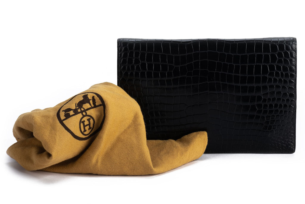 Hermes Vintage Black Crocodile Clutch