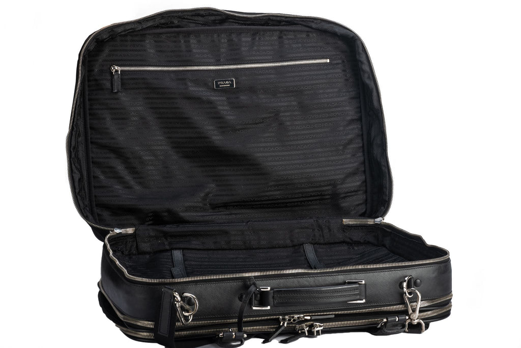 Prada Unisex Black Weekender Suitcase