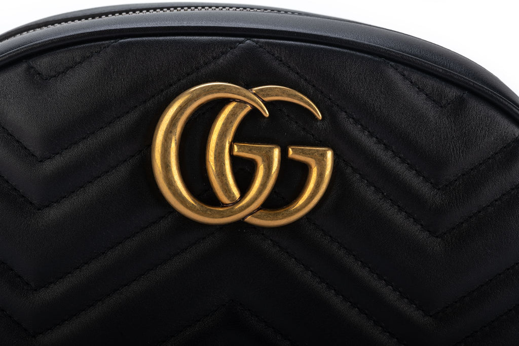 Gucci New Black Gold Marmont Fanny Pack