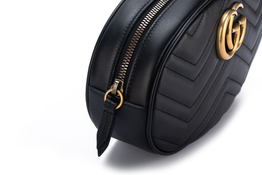 Gucci New Black Gold Marmont Fanny Pack