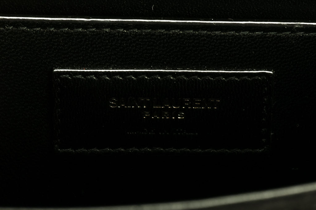 YSL Fuchsia Sequins Black Suede Handbag