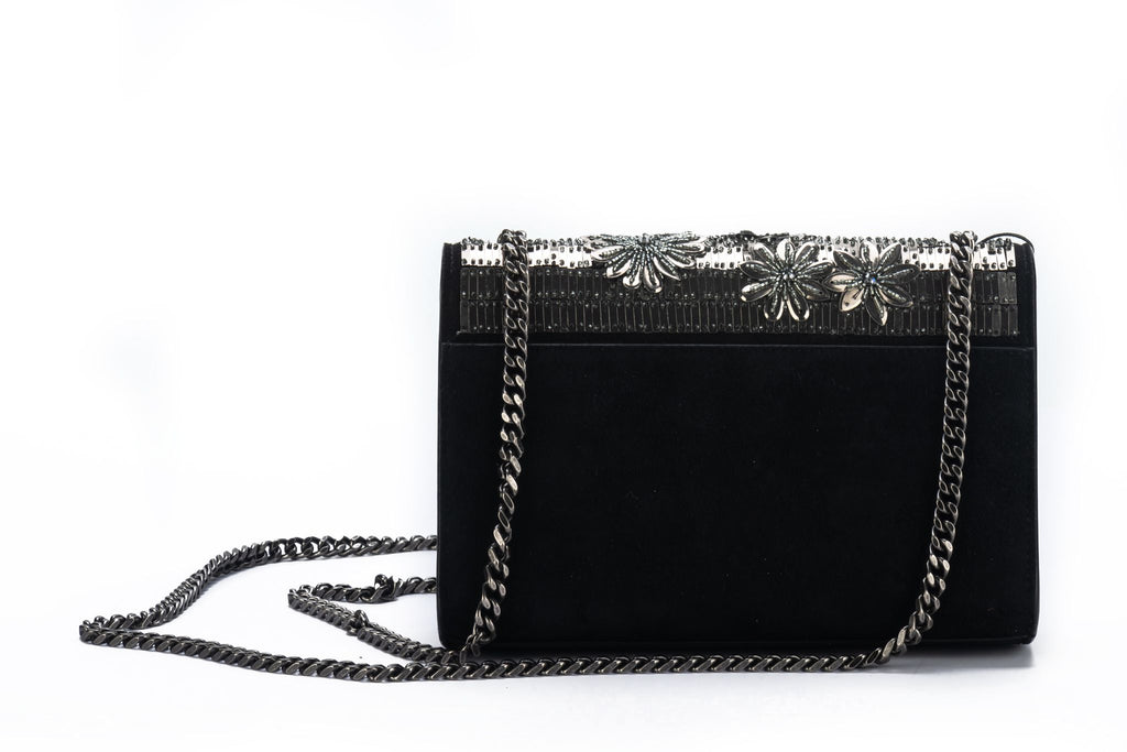 YSL BN Black Suede Sequins Cross Body