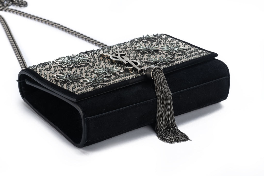 YSL BN Black Suede Sequins Cross Body