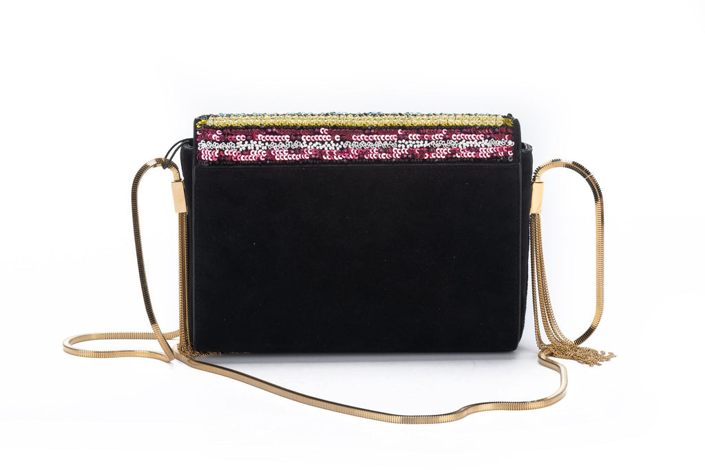 YSL New Black Suede & Seabeads Crossbody
