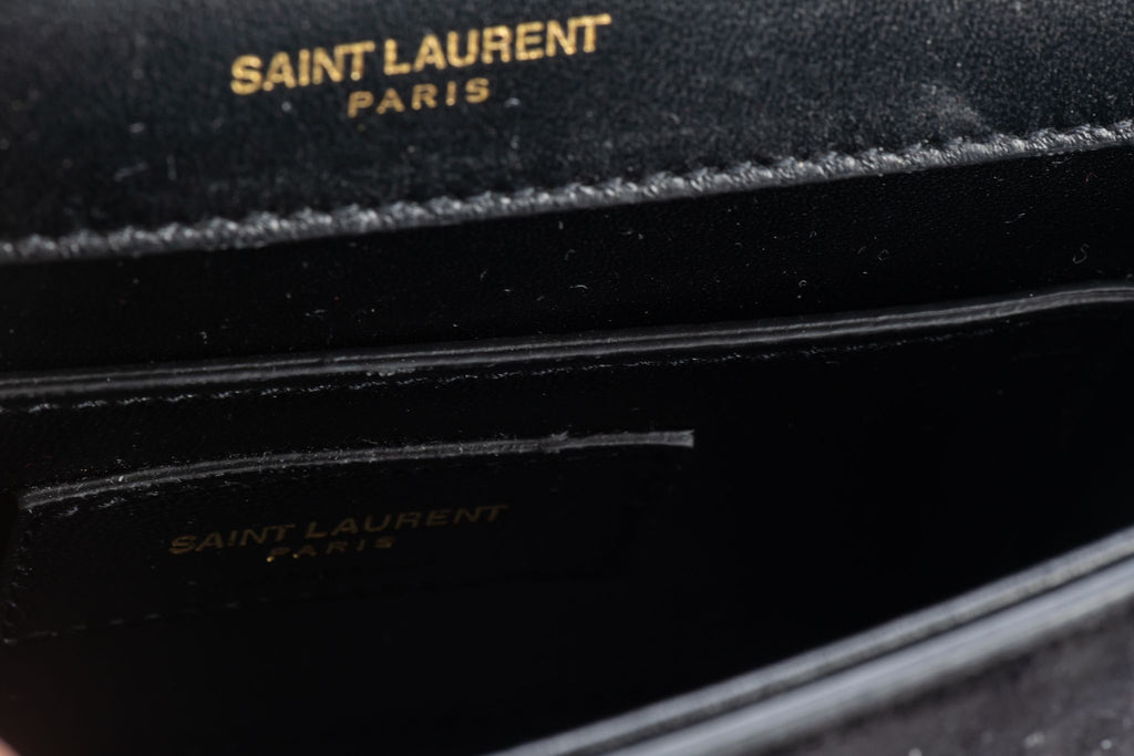 YSL New Black Suede & Seabeads Crossbody