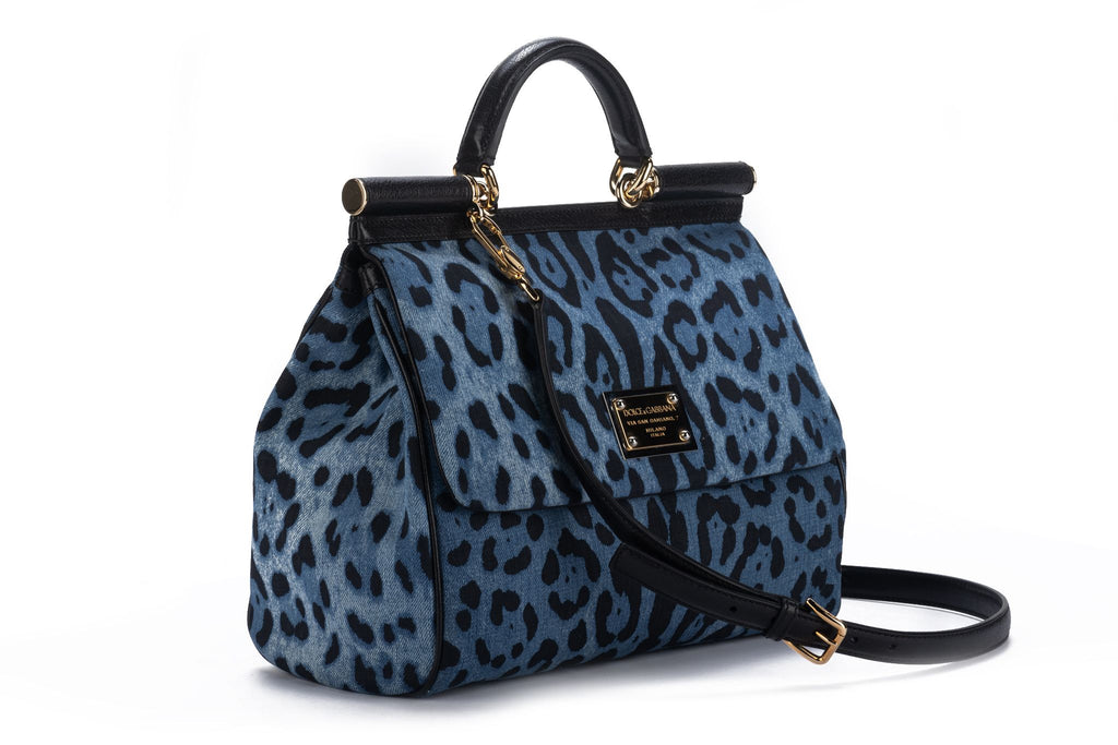 Dolce Gabbana New Cheetah Denim LG Bag