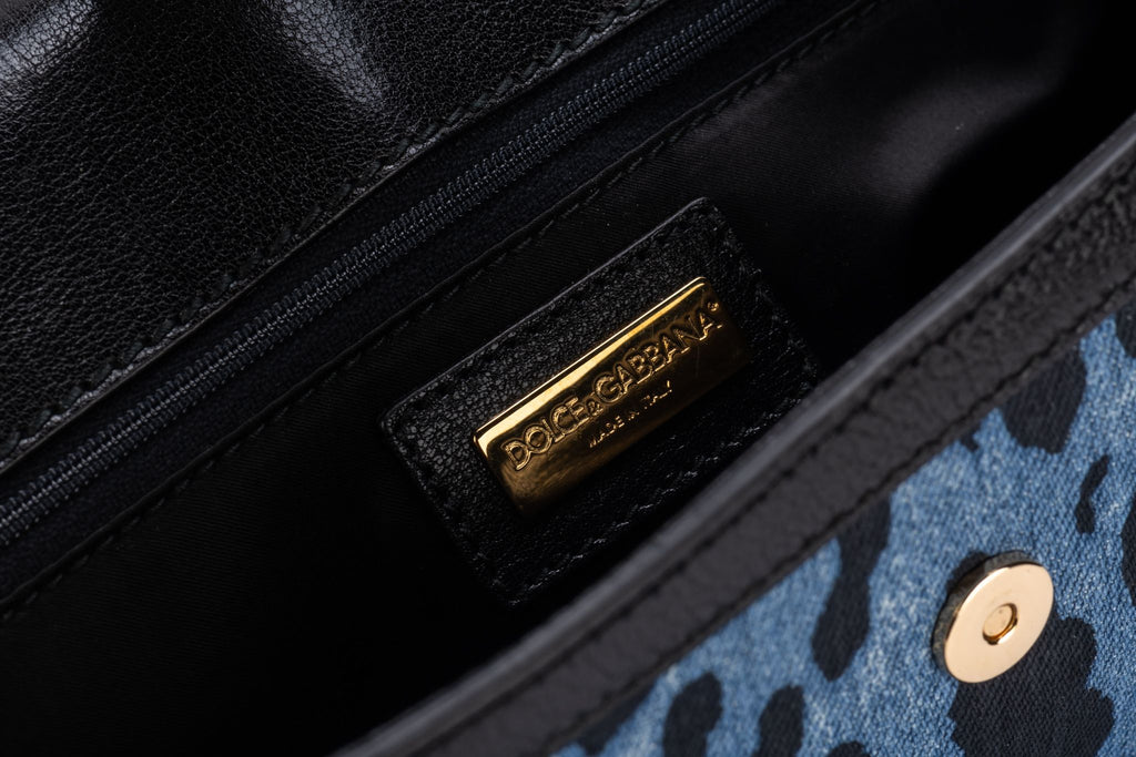 Dolce Gabbana New Cheetah Denim LG Bag