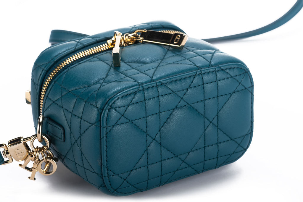 Dior Mini Cannage Turquoise Travel Case