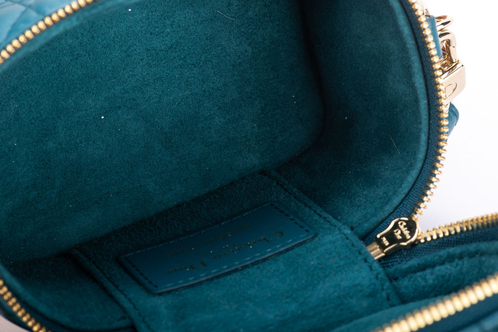 Dior Mini Cannage Turquoise Travel Case