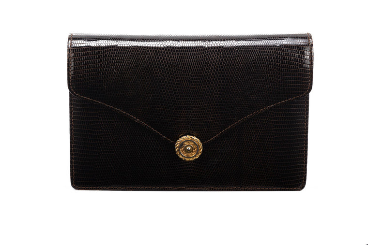 Gucci Rare Brown Lizard Clutch & Wallet