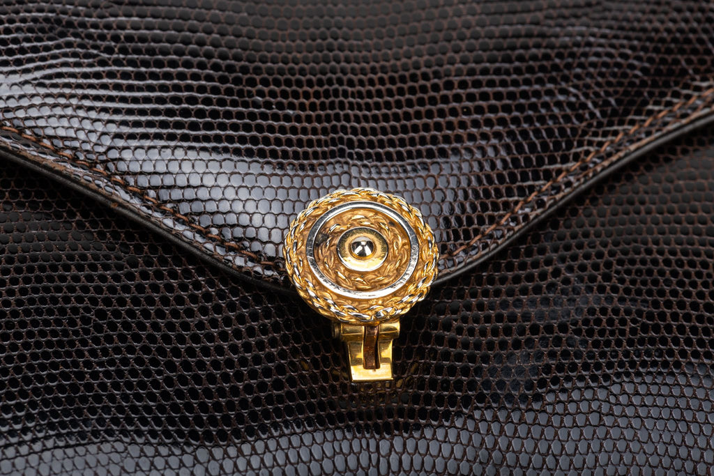 Gucci Rare Brown Lizard Clutch & Wallet