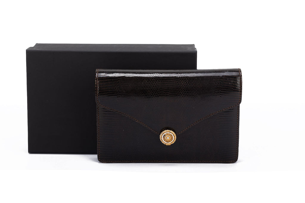 Gucci Rare Brown Lizard Clutch & Wallet