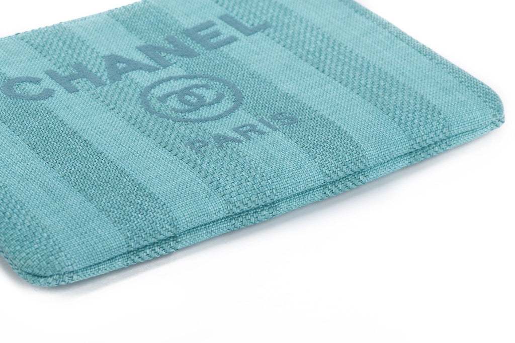 Chanel New Striped Deauville Aqua Clutch