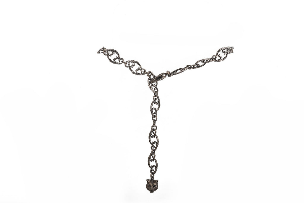 Gucci NIB Gunmetal Logo Necklace