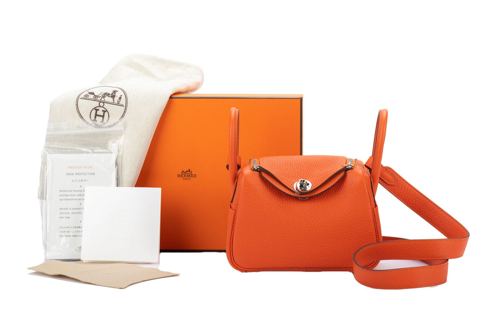 Hermès BNIB Mini Lindy Feu Palladium