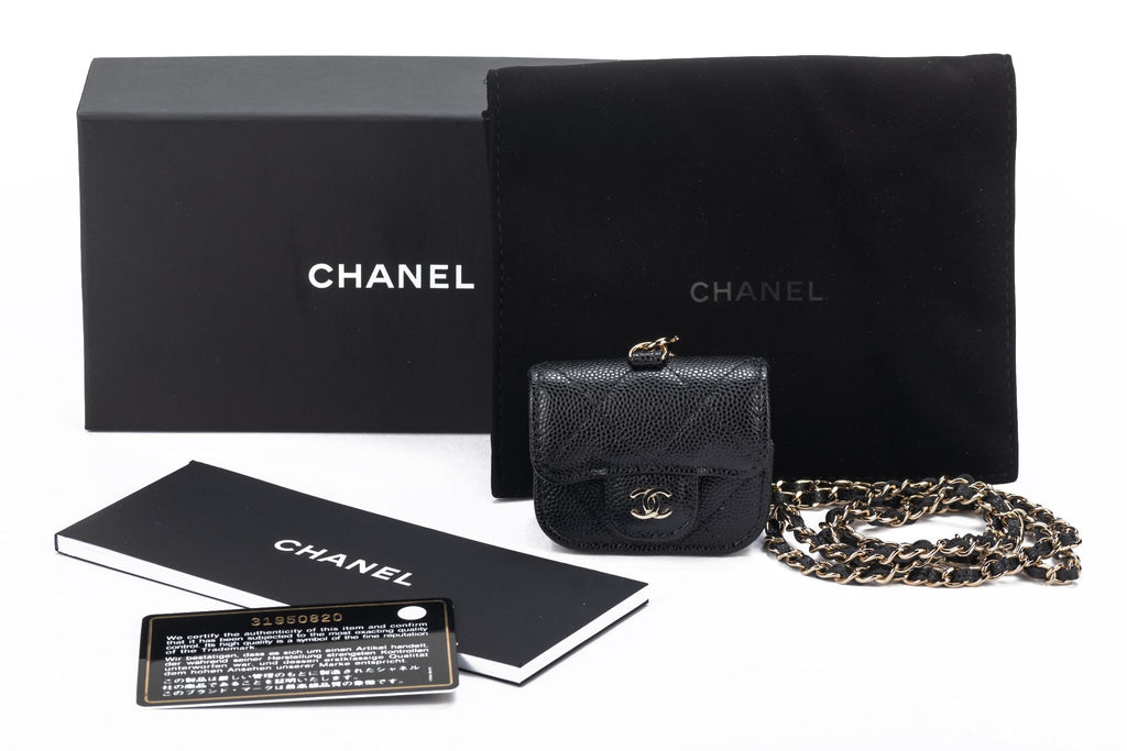 Chanel BNIB Black Caviar Air Pods Case