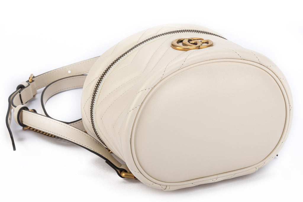 gucci gg marmont mini backpack - white - backpacks Gucci New Mini Cream Marmont Backpack