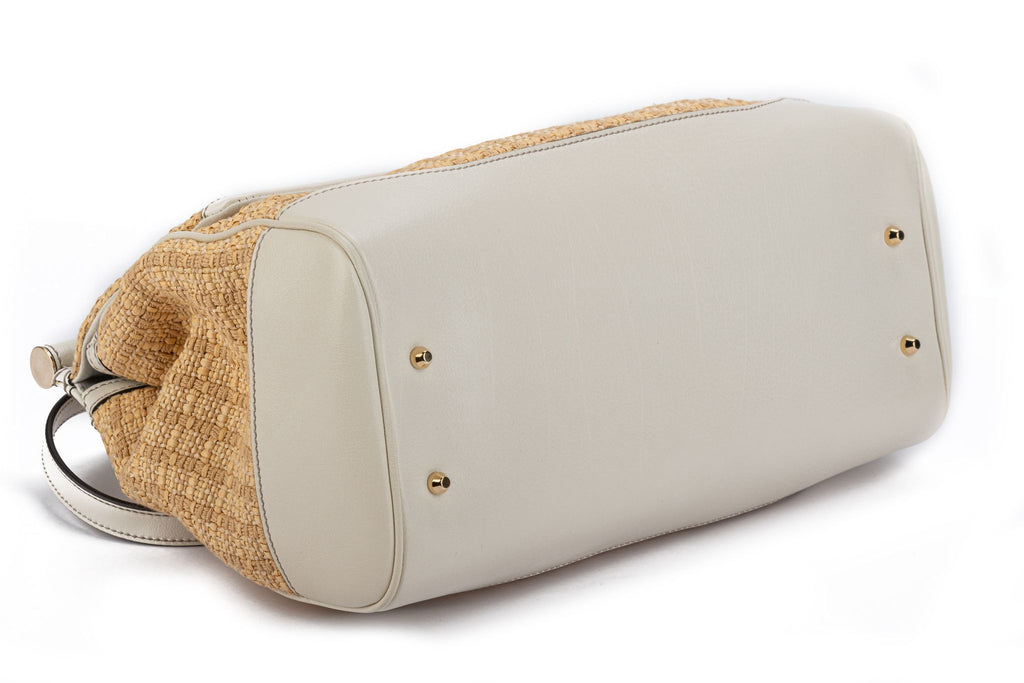 Dolce Gabbana New Large Straw Cream Bag
