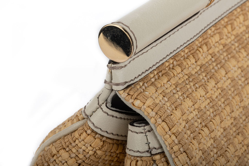 Dolce Gabbana New Large Straw Cream Bag