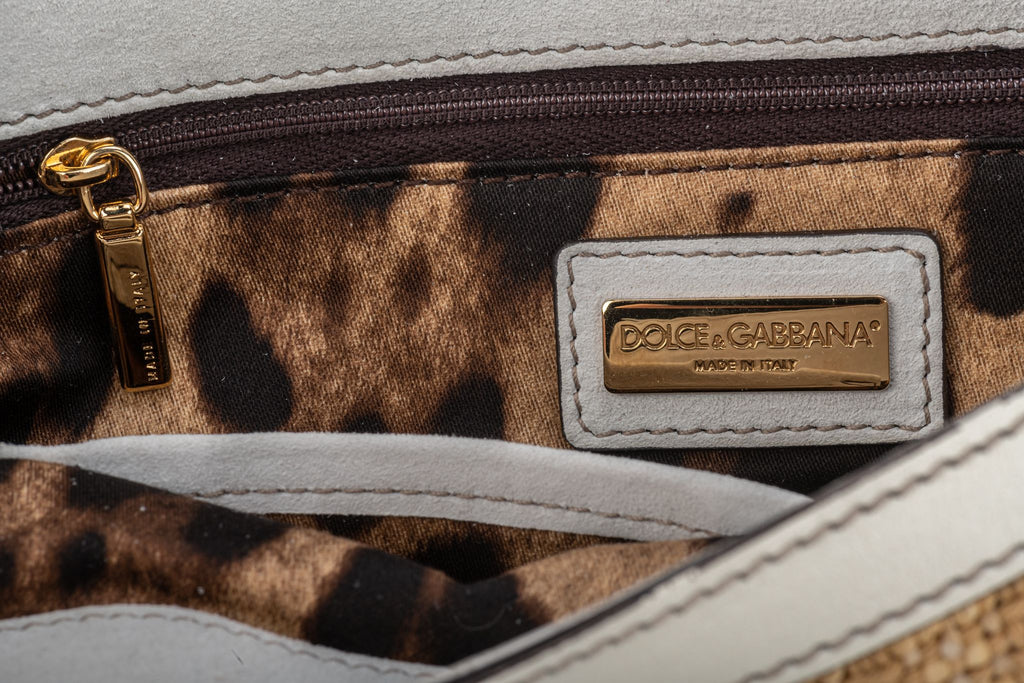 Dolce Gabbana New Large Straw Cream Bag