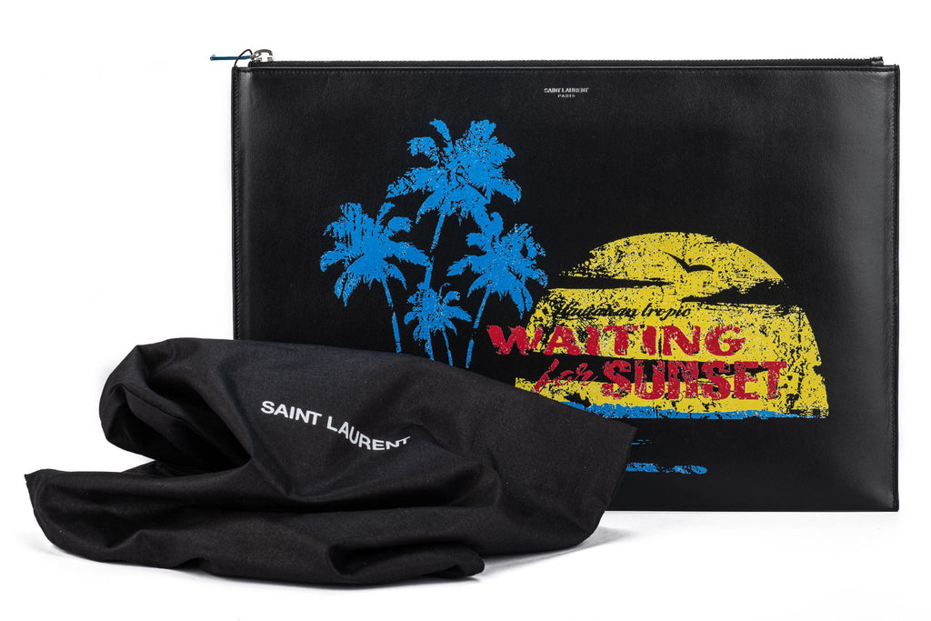 YSL New Sunset Black Leather Clutch