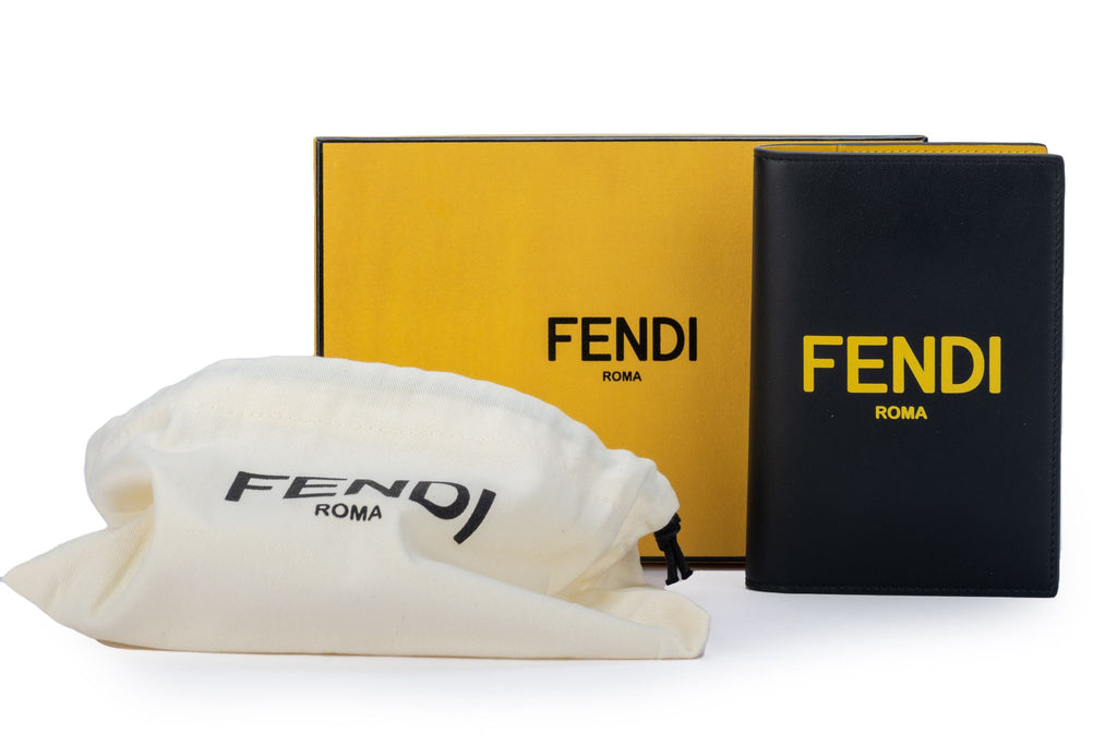 Fendi NIB Black & Yellow Passport Cover