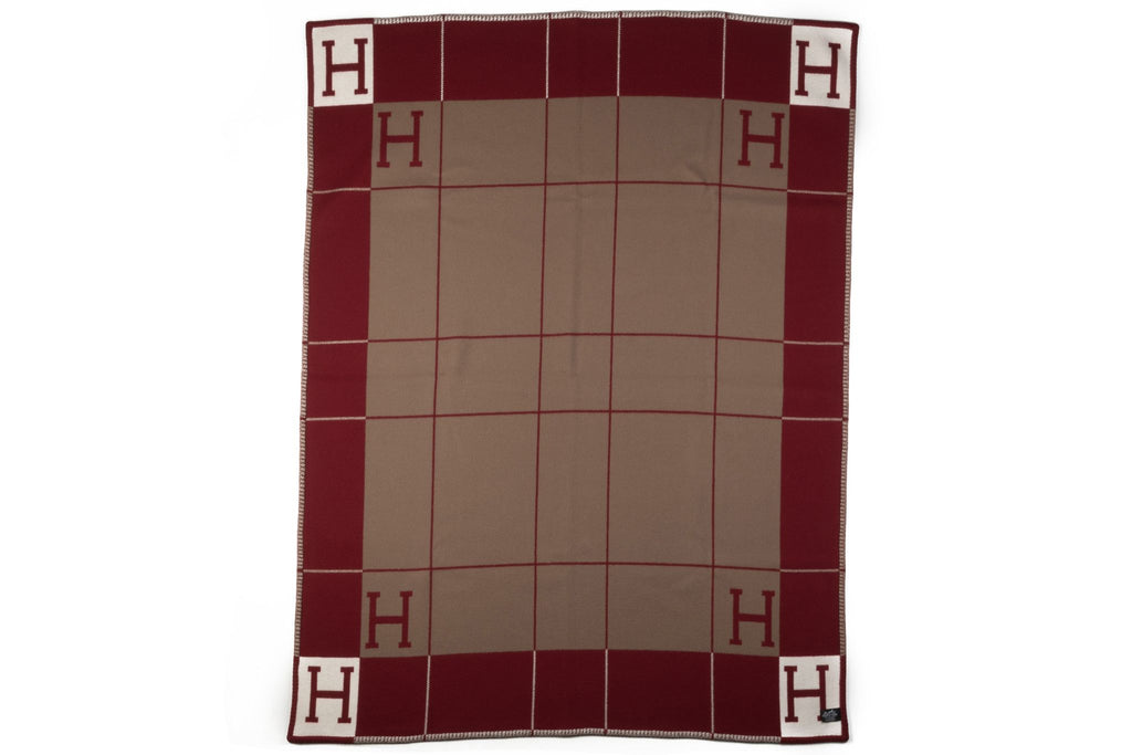 Hermes BNIB Etoupe Red Avalon Blanket