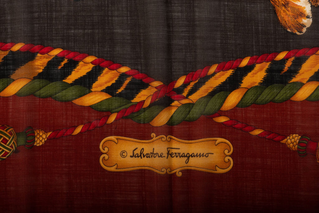 Ferragamo Tiger Brown Wool Shawl