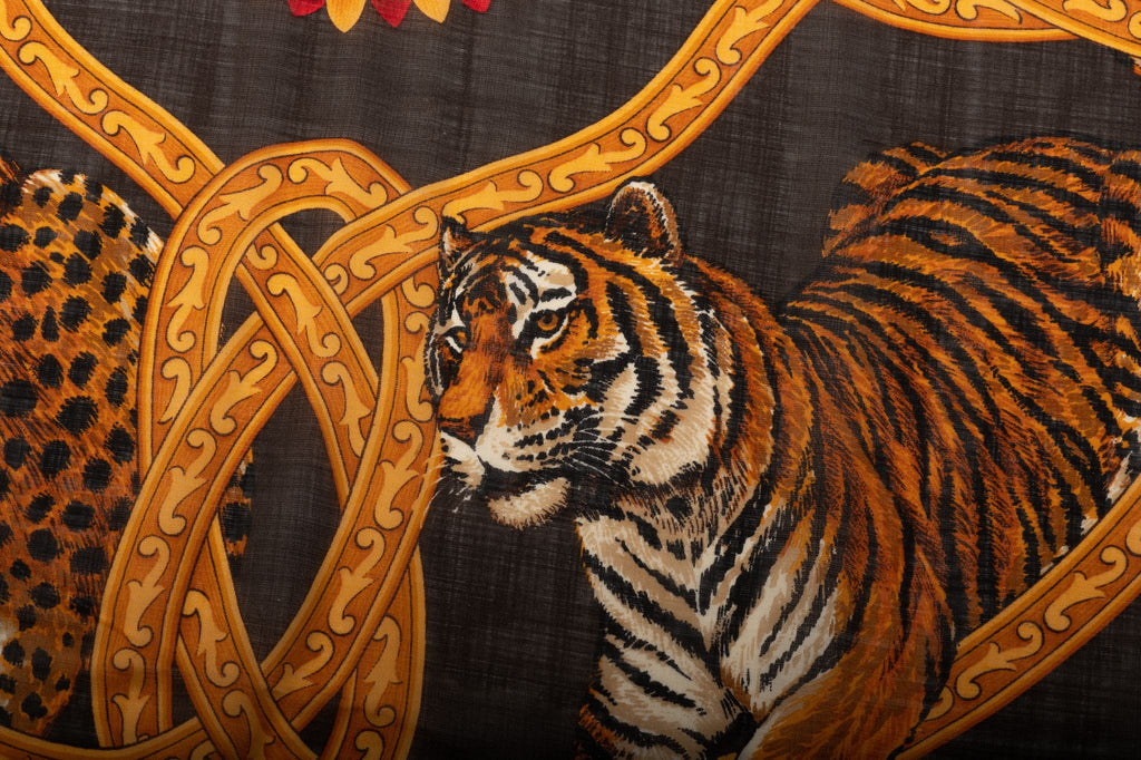 Ferragamo Tiger Brown Wool Shawl