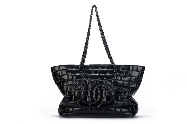 Chanel Black Brushed Leather Large Tote