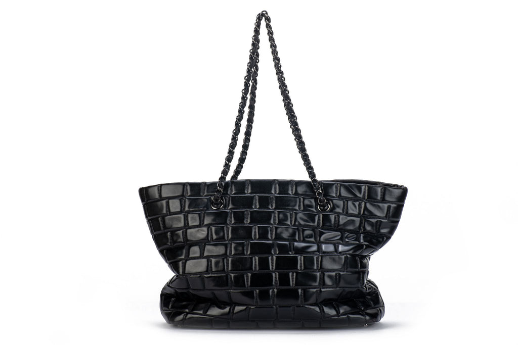 Chanel Black Brushed Leather Large Tote