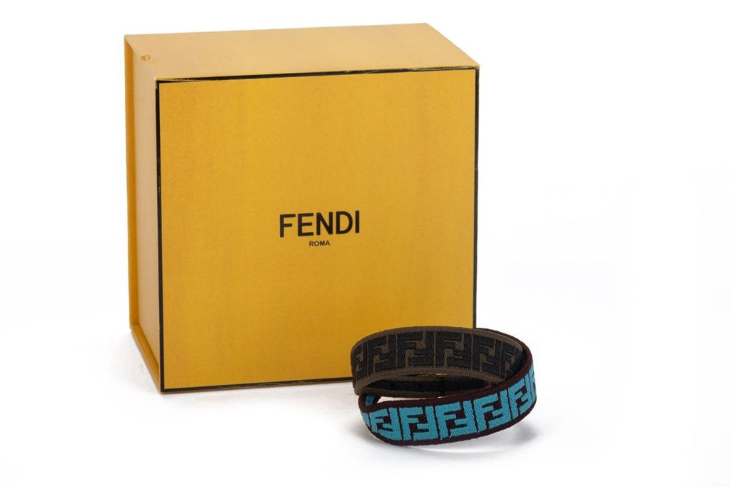 Fendi 2 Monogram Strap Turquoise NIB