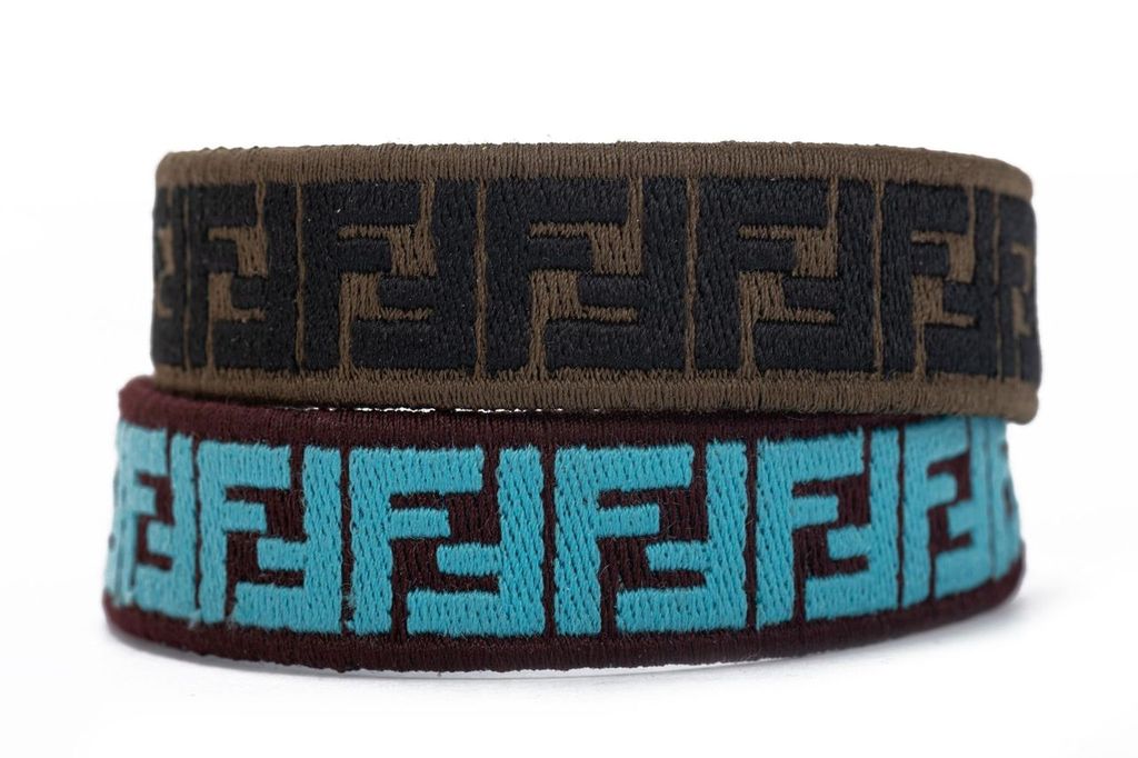 Fendi 2 Monogram Strap Turquoise NIB