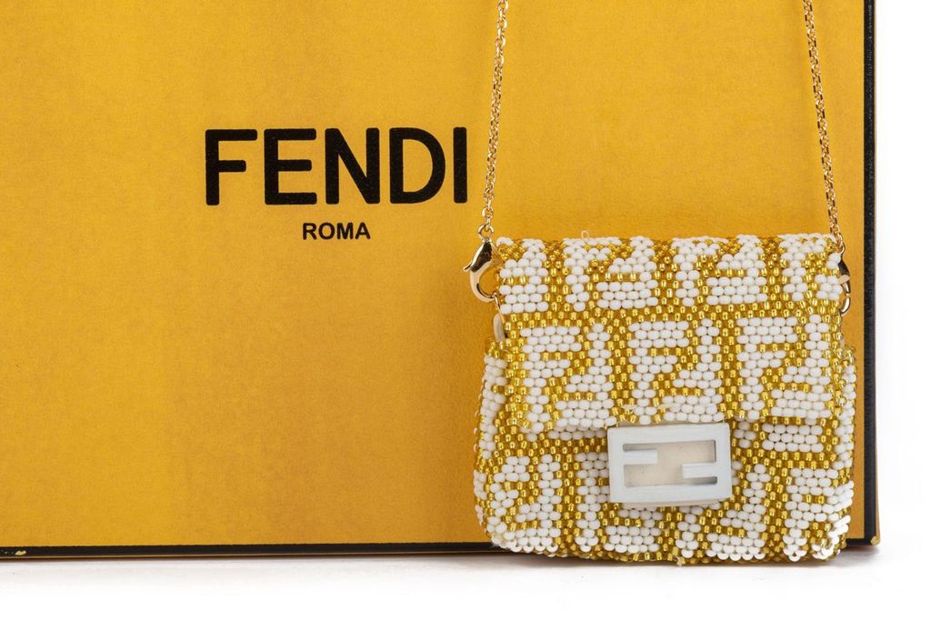 Fendi Micro Baguette Logo Gold