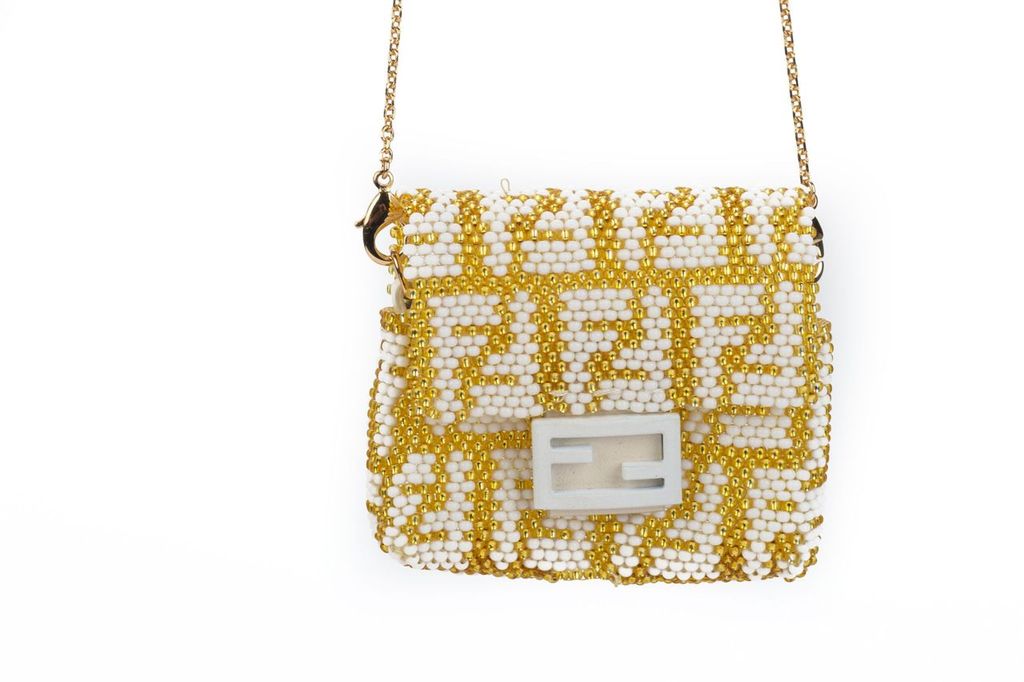 Fendi Micro Baguette Logo Gold
